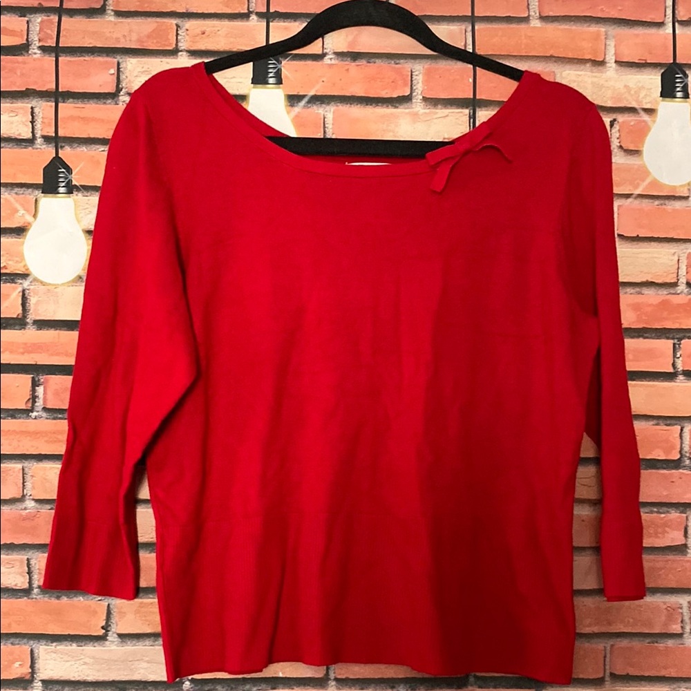 Red Sweater with Bow Detail